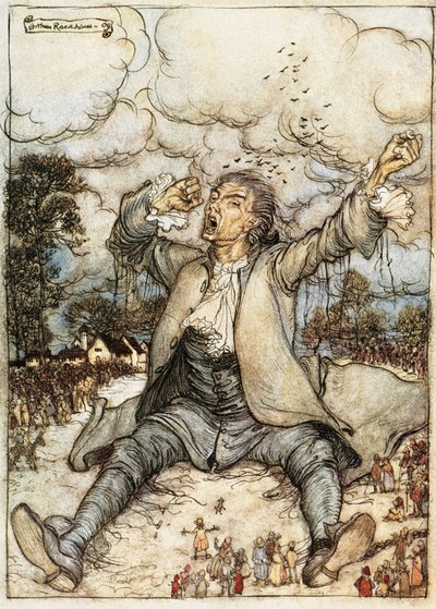 Gulliver se réveillant à Lilliput, Illustration des Voyages de Gulliver par Jonathan Swift, par Arthur Rackham - Arthur Rackham