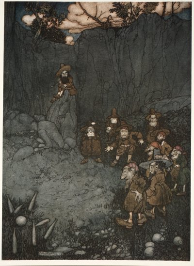 Son père les avait vus dans leurs vieux habits hollandais jouant aux quilles, de Rip Van Winkle par Washington Irving, pub. 1910 - Arthur Rackham