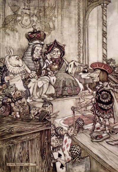 Le Valet devant le Roi et la Reine de Cœur, illustration de 