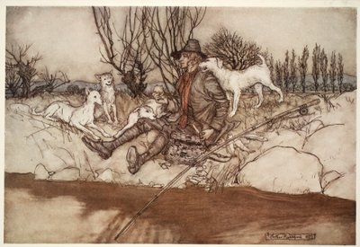 Aucun chien ne voulait aboyer après lui dans tout le quartier, de Rip Van Winkle par Washington Irving, pub. 1910 - Arthur Rackham