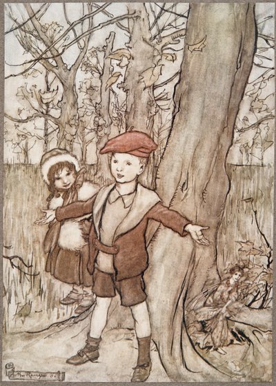 Un jour, ils ont été entendus par une fée, de Peter Pan dans les jardins de Kensington par J M Barrie, pub. 1906 - Arthur Rackham