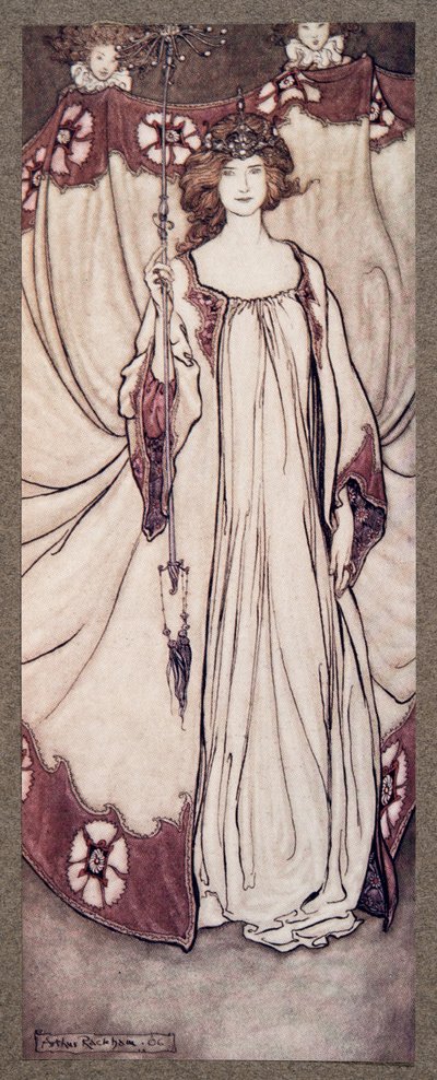 Reine Mab, qui règne dans les jardins .. , de Peter Pan dans les jardins de Kensington par J M Barrie, pub. 1906 - Arthur Rackham