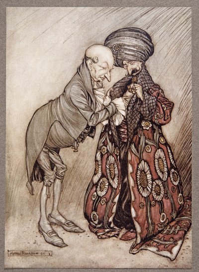 Il secoua sa tête chauve et murmura, Froid, tout à fait froid, de Peter Pan dans les jardins de Kensington par J M Barrie (1860 - 1937), pub. 1906 - Arthur Rackham