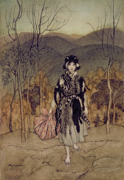Elle continua, et continua, et continua, illustration de Contes de fées anglais, racontés par F.A Steel, 1918 - Arthur Rackham