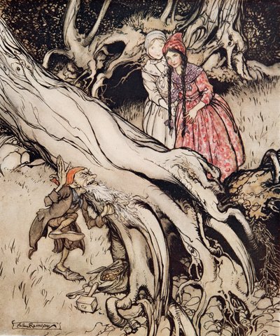Blanche-Neige et Rose-Rouge, tiré de Petit Frère et Petite Sœur et autres contes des frères Grimm, publié en 1917 - Arthur Rackham