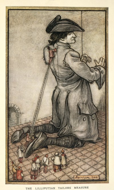 Les tailleurs de Lilliput mesurant Gulliver, illustration des Voyages de Gulliver par Jonathan Swift, par Arthur Rackham - Arthur Rackham