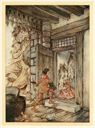 Prenant les clés du château, Jack a déverrouillé toutes les portes, des Contes de fées anglais, pub. 1922 - Arthur Rackham