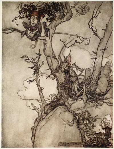 Les montagnes de Kaatsberg ou Catskill ont toujours été une région pleine de fables, de Rip Van Winkle par Washington Irving, pub. 1910 - Arthur Rackham