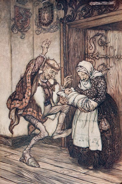 Le roi ne pouvait contenir sa joie, des Contes de fées des frères Grimm, pub. 1909 - Arthur Rackham