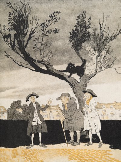 Les hommes de Sleepy Hollow (page intérieure), de La Légende de Sleepy Hollow par Washington Irving (1783 - 1859), pub. 1928 - Arthur Rackham