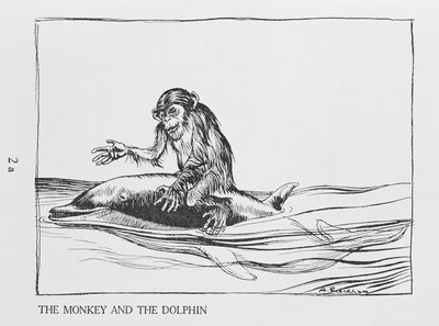 Le Singe et le Dauphin, illustration des Fables d