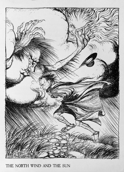 Le Vent du Nord et le Soleil, illustration de 