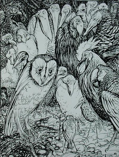 Le hibou et les oiseaux, illustration des 