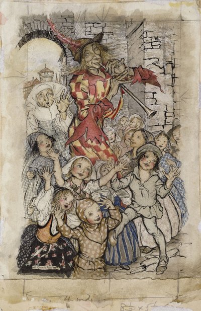 Le Joueur de flûte et les enfants - Arthur Rackham