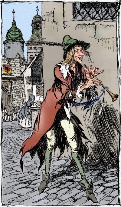 Le joueur de flûte de Hamelin, 1934 - Arthur Rackham