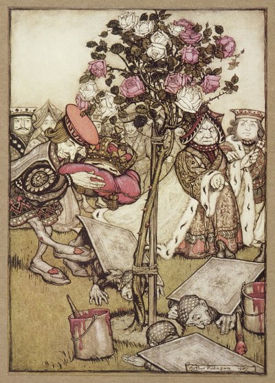 La Reine se détourna en colère de lui et dit au Valet, "Retournez-les", d