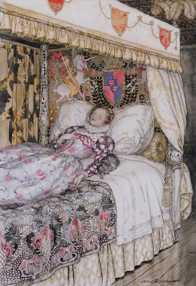 La princesse endormie, illustration pour The Allies Fairy Book, Heinemann, 1916 - Arthur Rackham