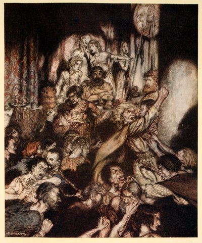 La salle de banquet était en tumulte, illustration de 