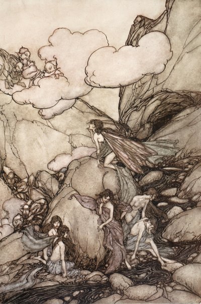 Ces montagnes féeriques, de Rip Van Winkle par Washington Irving, pub. 1910 - Arthur Rackham