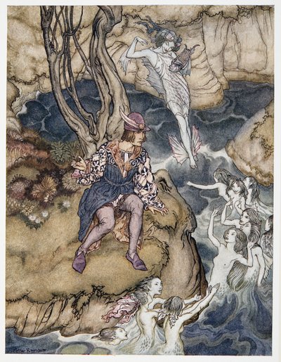 This music crept by me upon the waters, illustration de La Tempête de William Shakespeare, pub. 1926 - Arthur Rackham