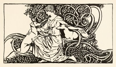Tuiren avec Bran et Sceólan de La naissance de Bran dans Contes de fées irlandais - Arthur Rackham