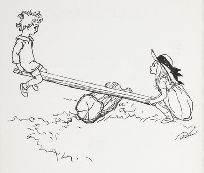 Deux enfants sur une balançoire - Arthur Rackham