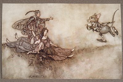 Le jus de giroflée est bon pour ranimer les danseurs qui tombent à terre en syncope, de Peter Pan dans les jardins de Kensington par J M Barrie, pub. 1906 - Arthur Rackham