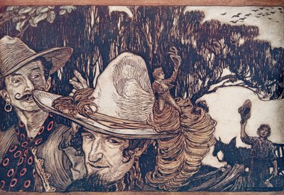 Quand Tom eut dit au revoir à son père, ils partirent avec lui, des Contes de fées des frères Grimm, pub. 1909 - Arthur Rackham