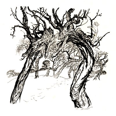 Arbres chuchotants, de A Dish of Apples - Arthur Rackham