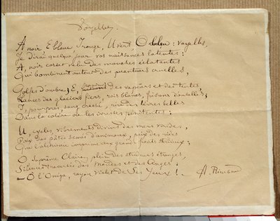 Manuscrit du poème d