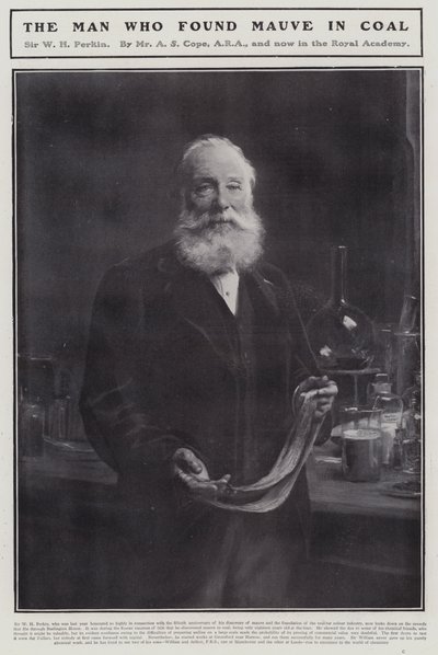 William Henry Perkin, chimiste anglais qui a découvert la première teinture organique synthétique, la mauvéine - Arthur Stockdale Cope