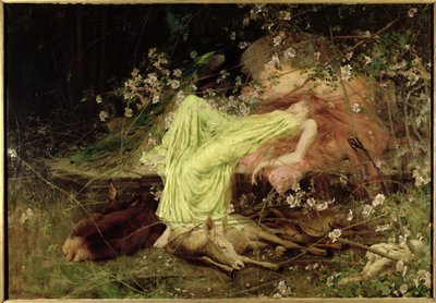 Un conte de fées : "Tout semblait dormir, le lièvre timide sur sa forme" - Scott, c.1895 - Arthur Wardle