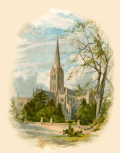 Cathédrale de Salisbury, depuis le palais de l