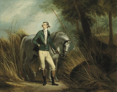 Un gentleman chassant le sanglier dans un paysage indien - Arthur William Devis