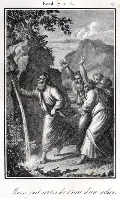 Bible- Moïse frappant le rocher et de l
