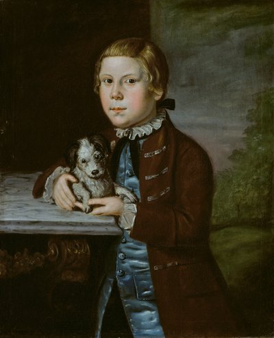 Garçon de la famille Hallett avec son chien - Artist Unknown