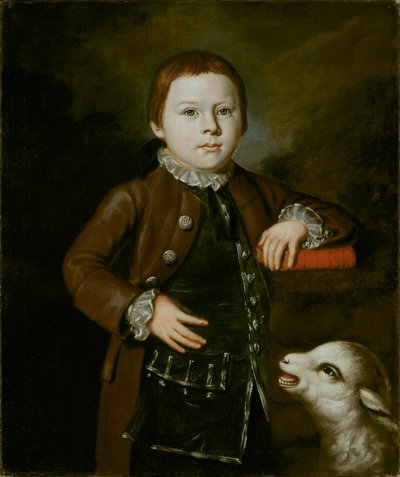 Garçon de la famille Hallett avec un agneau - Artist Unknown