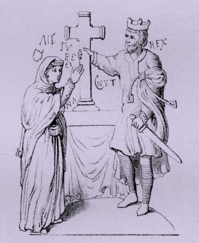 Canute le Grand et sa reine Emma de Normandie (gravure) - Artist Unknown