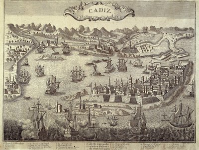 Ville et port de Cadix. Gravure. ESPAGNE. ANDALOUSIE. Cadix. Musée de Cadix - Artist Unknown