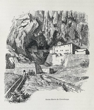 Covadonga. Ermitage de Santa Maria. Gravure. ESPAGNE. ARAGON. Saragosse. Académie militaire générale - Artist Unknown