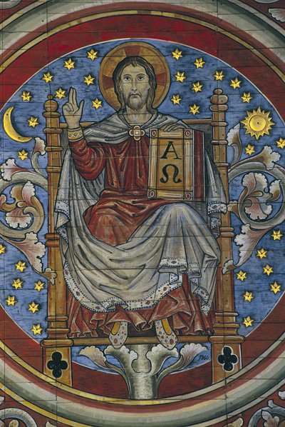 ALLEMAGNE. BASSE-SAXE. Hildesheim. Église de Saint-Michel. Christ en majesté, détail du plafond en bois (13ème siècle). Art roman - Artist Unknown