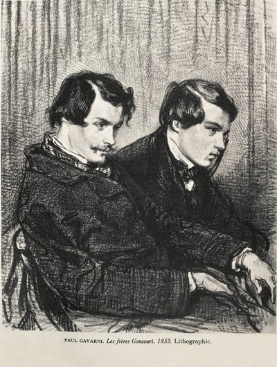 Gavarni, Hippolyte-Guillaume-Sulpice Chevalier, dit Paul (1804-1866). Edmond et Jules de Goncourt dans une loge au théâtre. 1853. GONCOURT, Edmond Huot de (1822-1896). Écrivain anglais.; GONCOURT, Jules Huot de (1830-1870). Écrivain anglais. Lithographie. - Artist Unknown