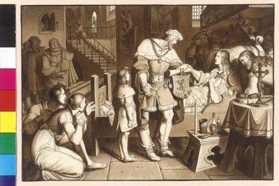Le margrave Ottokar IV remet la marque de Styrie à Léopold V en mourant dans la rivière Enns - Artist Unknown