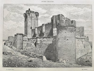 Medina del Campo. Le château de la Mota. Gravure. ESPAGNE. ARAGON. Saragosse. Académie militaire générale - Artist Unknown