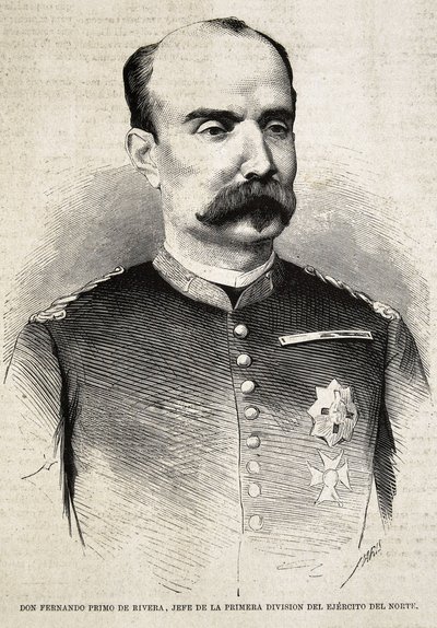PRIMO DE RIVERA, Fernando (1831-1921). Militaire et politicien espagnol. Fernando Primo de Rivera, qui a combattu dans la Troisième Guerre carliste. Gravure. - Artist Unknown