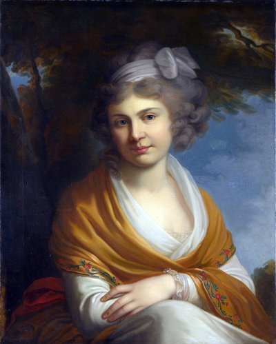 Portrait de la comtesse Natalia Alexandrovna Suvorova (1775-1844), épouse du comte Nikolay Zubov (huile sur toile) - Artist Unknown