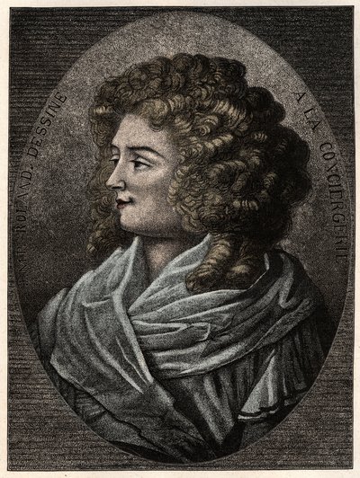 Portrait de Manon (Jeanne Marie) Roland Philipon dite Madame Roland (1754-1793) à la Conciergerie, membre de la faction Girondine pendant la Révolution française - Artist Unknown