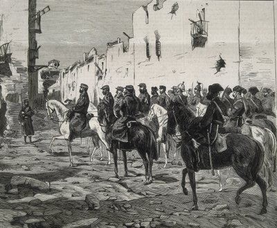 Espagne. La Première République (1873-1874). Canton de Carthagène. Le général José López Domínguez à Carthagène après la capitulation des cantonistes. Image publiée dans "La Ilustracion Española y Americana". Eau-forte. - Artist Unknown