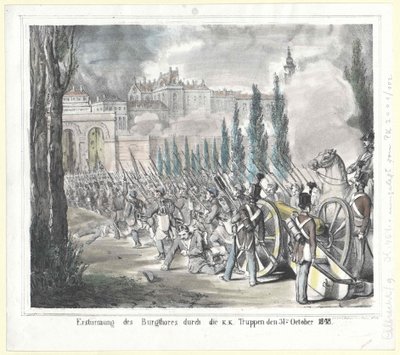 Assaut de la porte du château par les troupes k. k. le 31 octobre 1848 - Artist Unknown