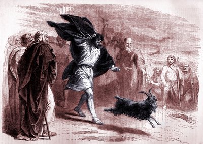 Le bouc émissaire envoyé dans le désert pour Azazel, Lévitique, chap. XVI (imprimé) - Artist Unknown